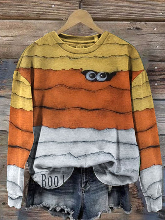 Halloween Peek Monster Women's Halloween Print Long Sleeve Sweatshirt