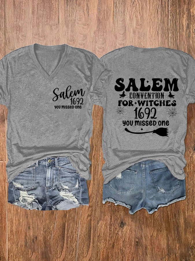 Women's Salem 1692 They Missed One Print V-Neck T-Shirt