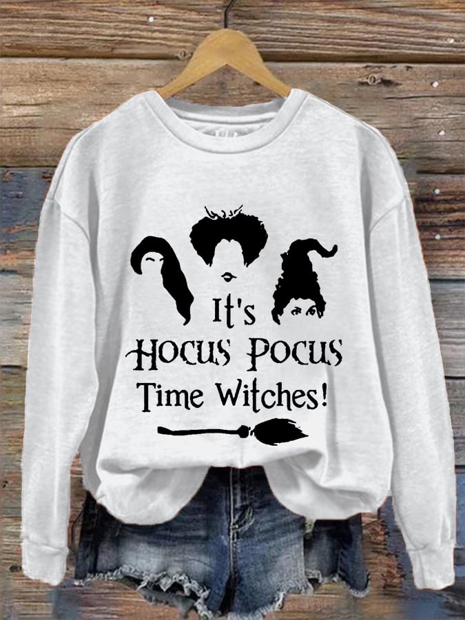 Women's It's Hocus Pocus Time Witches Halloween Casual Sweatshirt