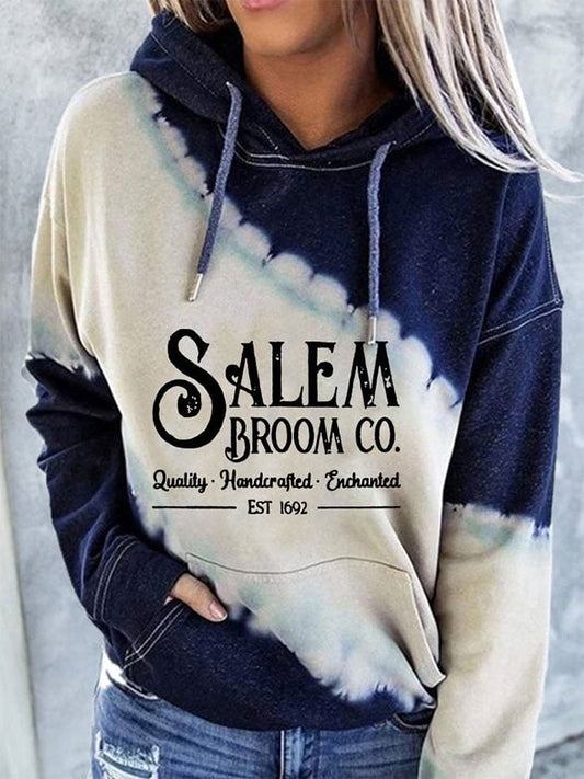 Fashion Colorblock Print Hooded Long Sleeve Sweatshirt