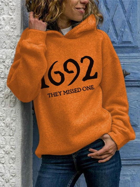 Women's 1692 They Missed One Salem Witch Print Casual Hoodie