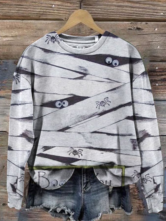 Halloween Peek Monster Women's Halloween Print Long Sleeve Sweatshirt