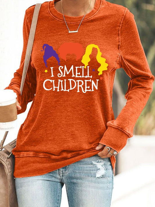 Women'S Casual I Smell Children Print Long-Sleeved Sweatshirt
