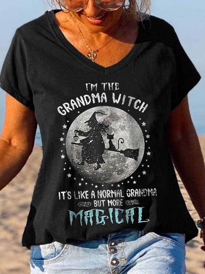 I'm The Grandma Witch Print Short Sleeve T-Shirt