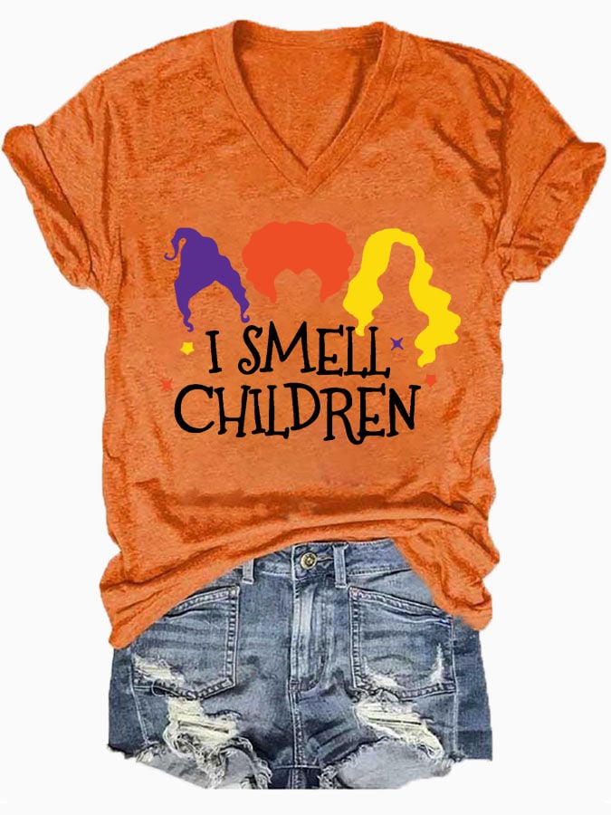 Women's Casual I Smell Children Print Short Sleeve T-Shirt