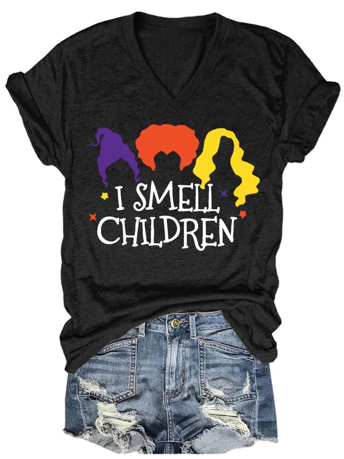 Women's Casual I Smell Children Print Short Sleeve T-Shirt