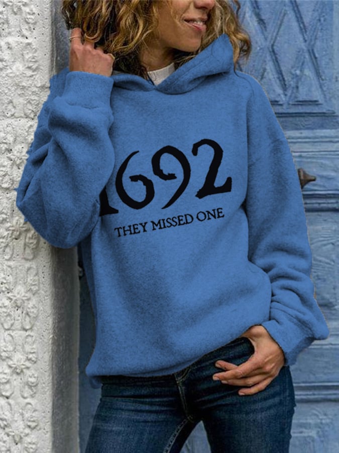 Women's 1692 They Missed One Salem Witch Print Casual Hoodie