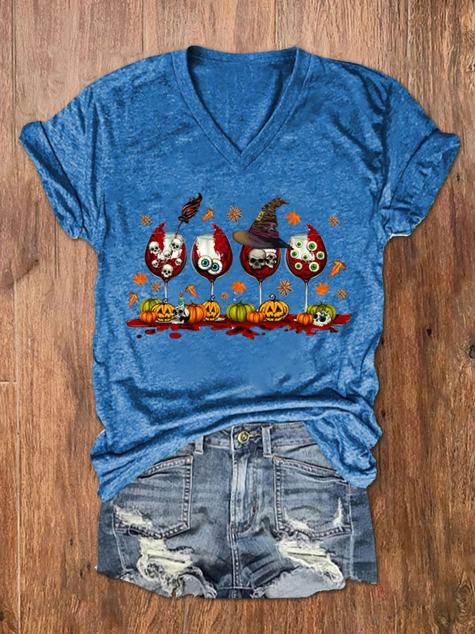 Women's Halloween Wine Glass T-Shirt