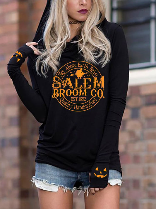 Women's Funny Halloween Salem Broom Co. Witch Hoodie