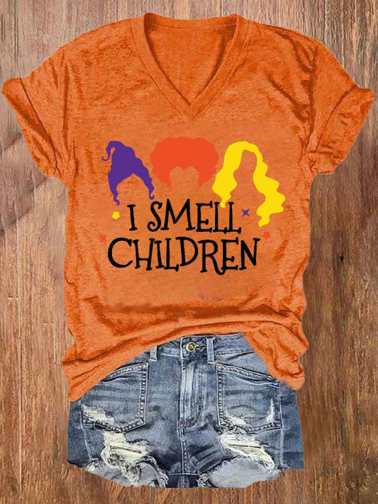 Women's Casual I Smell Children Print Short Sleeve T-Shirt