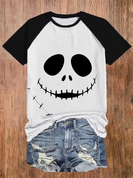 Women's Halloween Stitched Face T-Shirt