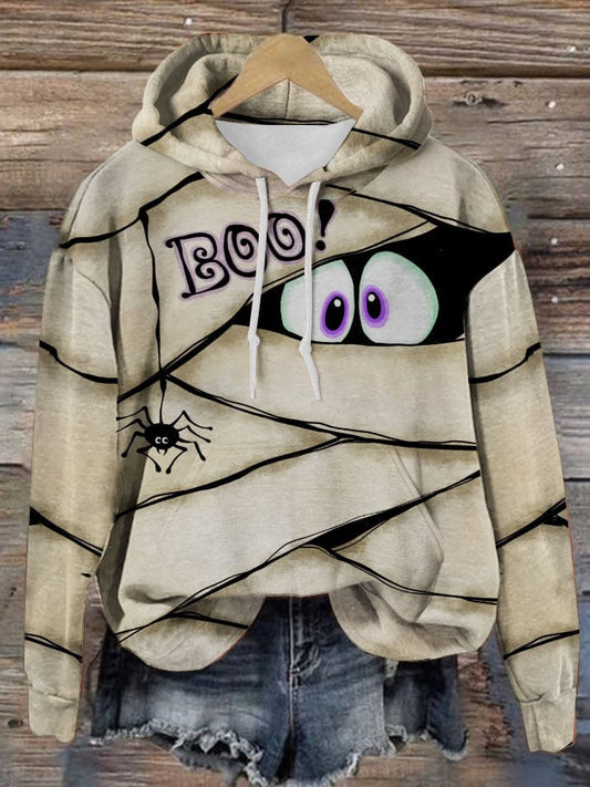 Fashionable Halloween Peek Monster Women's Print Hoodie