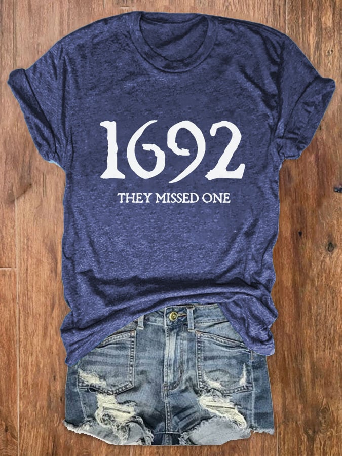 Women's 1692 They Missed One Salem Witch Print Crew Neck T-Shirt