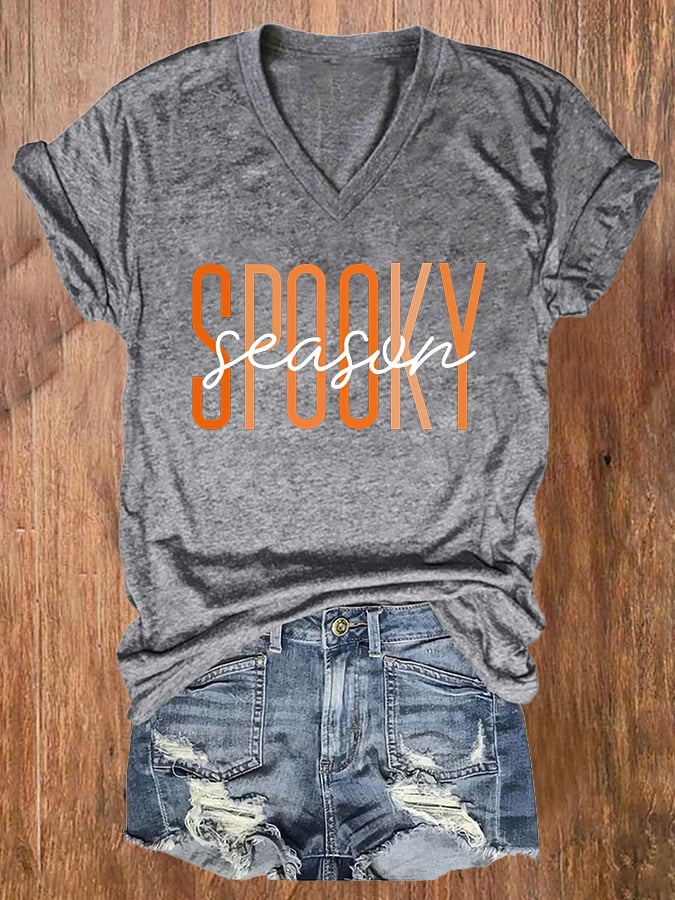 Women's Spooky Season Print Casual T-Shirt