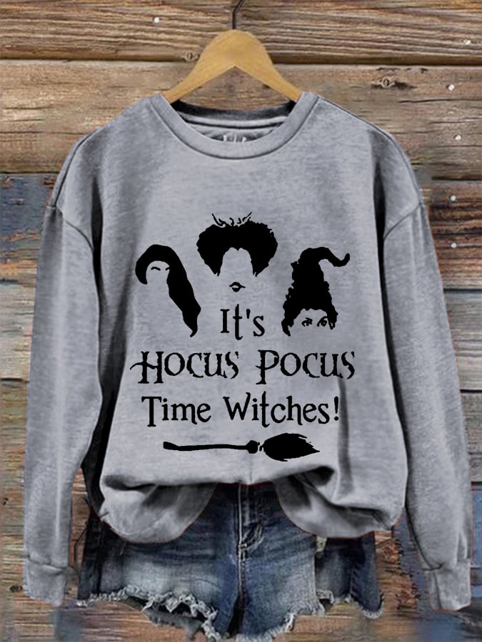 Women's It's Hocus Pocus Time Witches Halloween Casual Sweatshirt