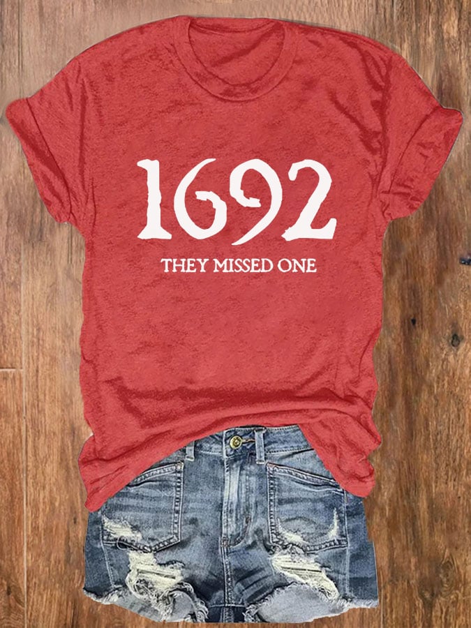 Women's 1692 They Missed One Salem Witch Print Crew Neck T-Shirt