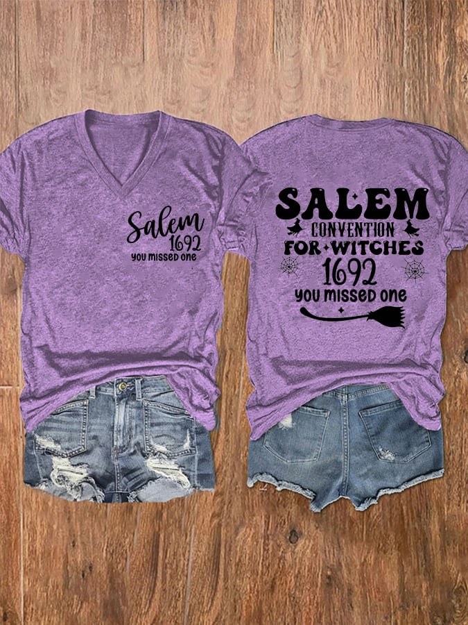 Women's Salem 1692 They Missed One Print V-Neck T-Shirt