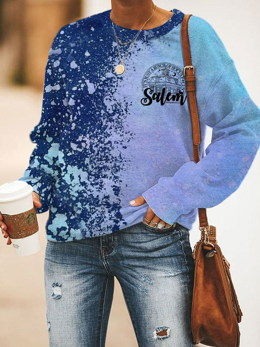 Women's Salem Witch Halloween Tie Dye Printing Casual Sweatshirt
