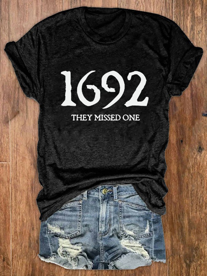 Women's 1692 They Missed One Salem Witch Print Crew Neck T-Shirt