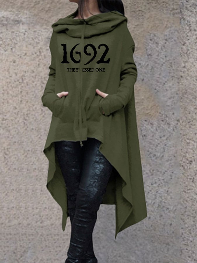 Women's 1692 They Missed One Salem Witch Print Cape Hoodie