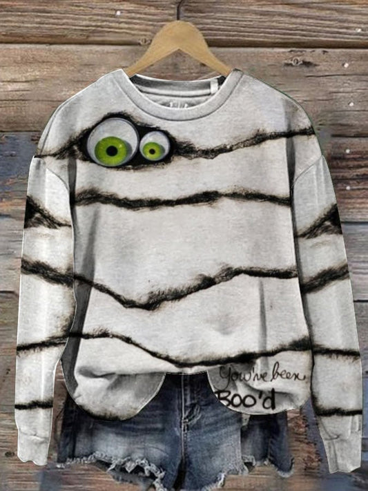 Halloween Peek Monster Women's Halloween Print Long Sleeve Sweatshirt