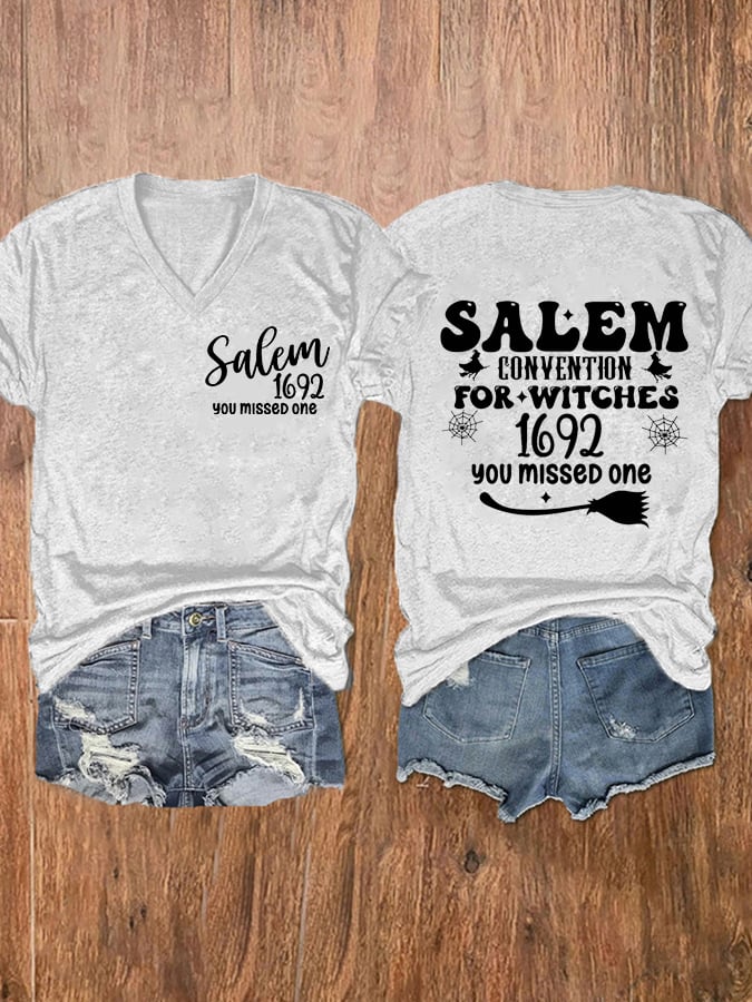 Women's Salem 1692 They Missed One Print V-Neck T-Shirt