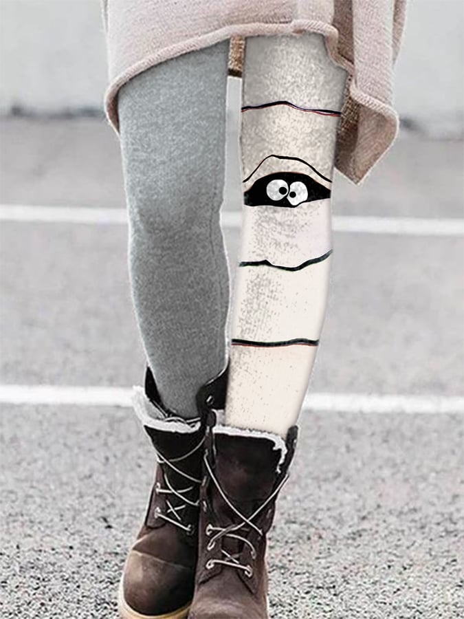Fashion Halloween Peek Monster Print Leggings