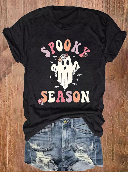 Women's Spooky Season Print Casual T-Shirt