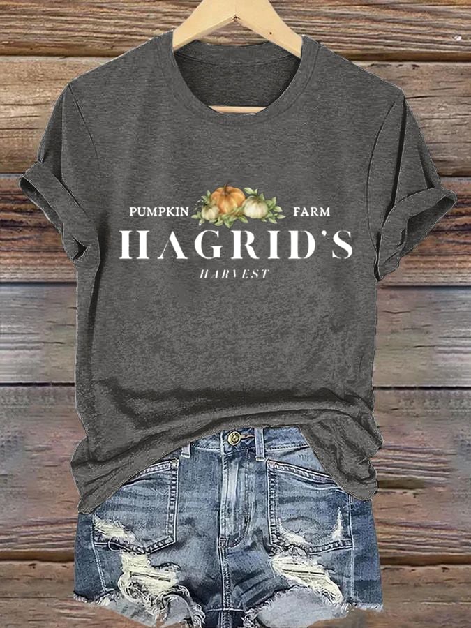 Women'S  Hagrid’s Pumpkin Patch Print Casual T-Shirt