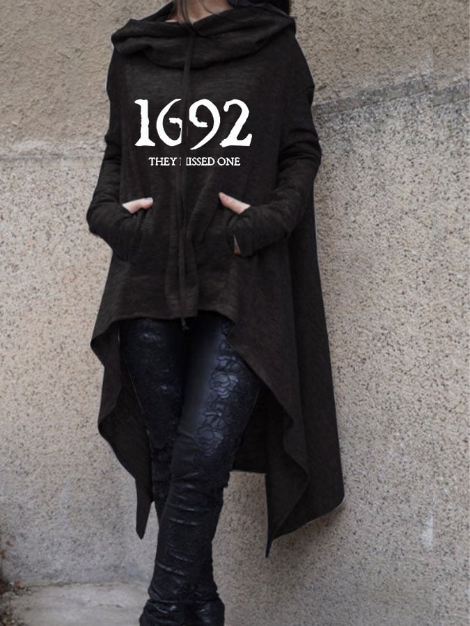 Women's 1692 They Missed One Salem Witch Print Cape Hoodie