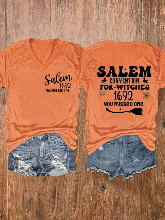 Women's Salem 1692 They Missed One Print V-Neck T-Shirt