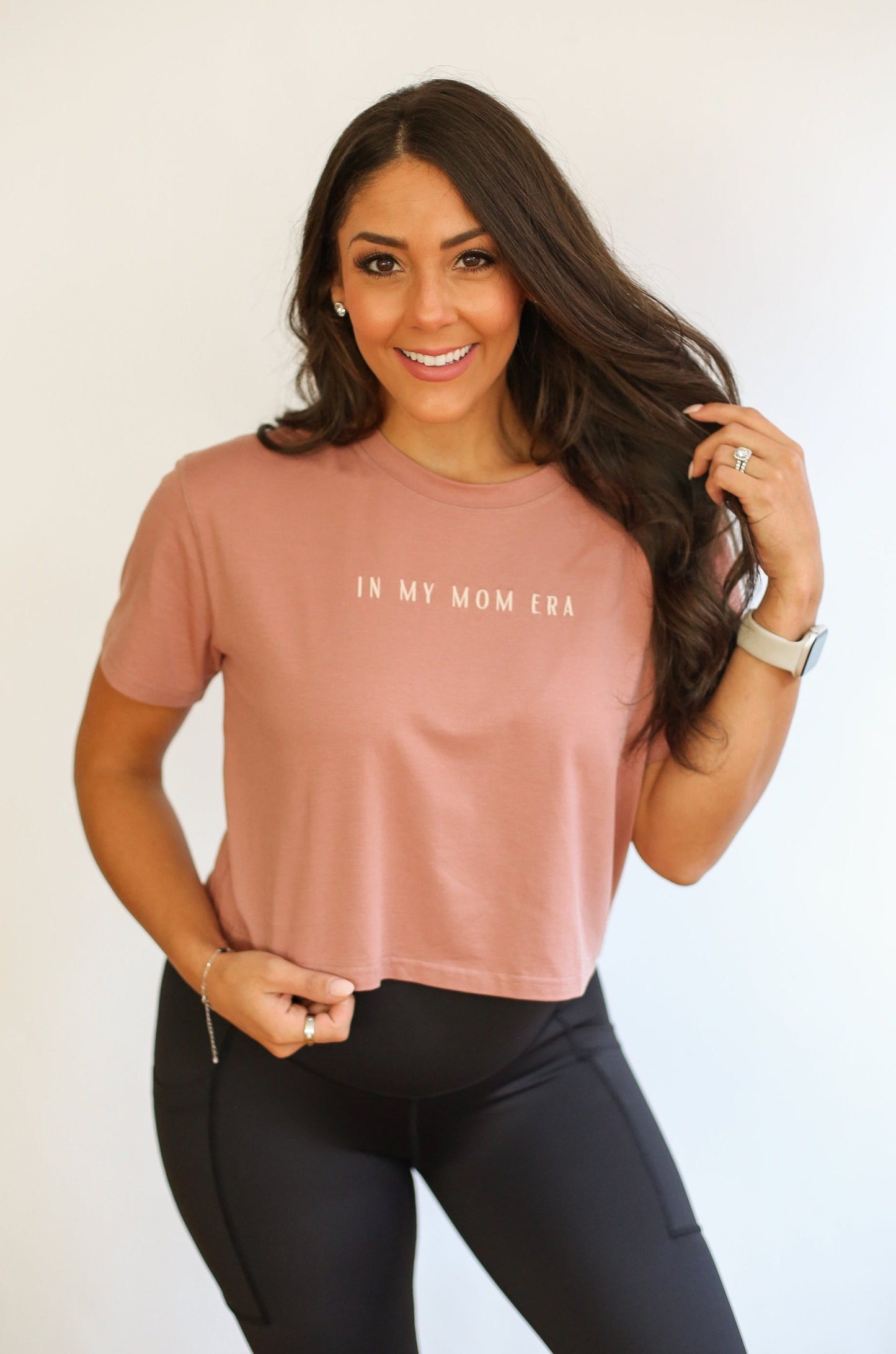 Cropped Embroidered Nursing Friendly Tee