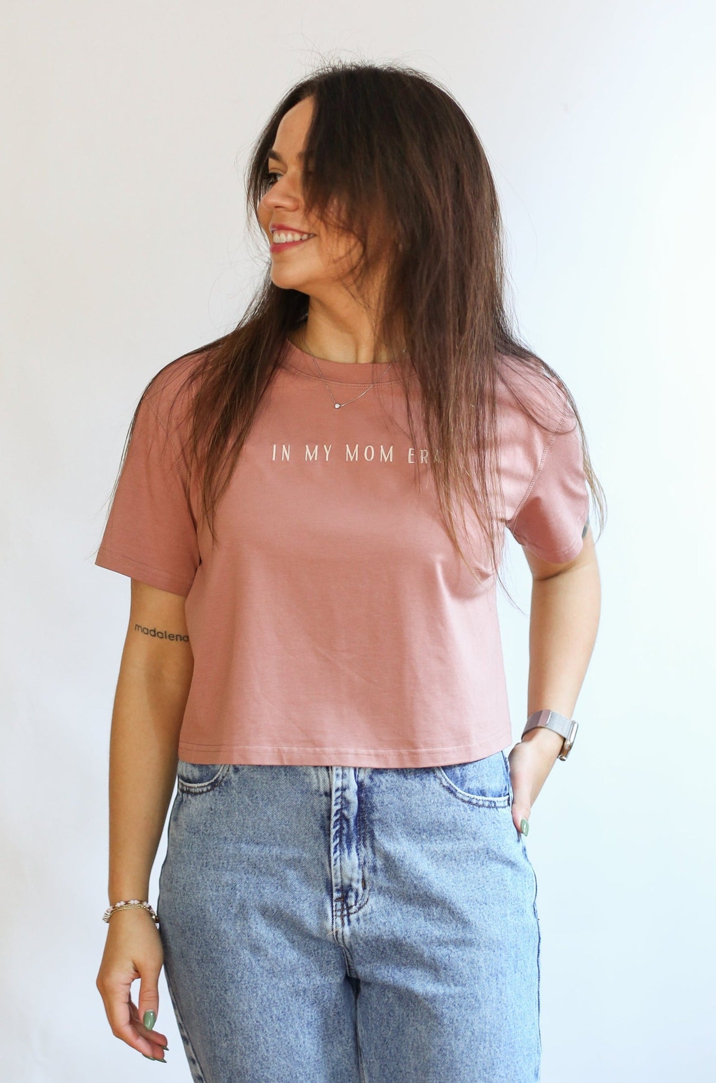 Cropped Embroidered Nursing Friendly Tee
